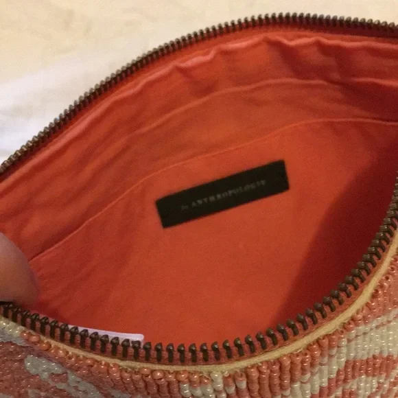 NWOT RARE Anthropologie Danica Embellished Pouch Pink 10.75" X 7.5" X .5" - Picture 6 of 7